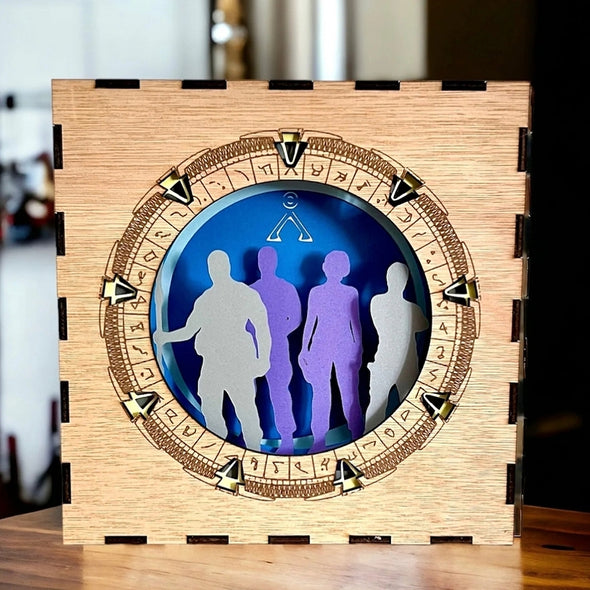 Veilleuse lightbox en bois à led - Stargate SG-1 [Personnalisable]