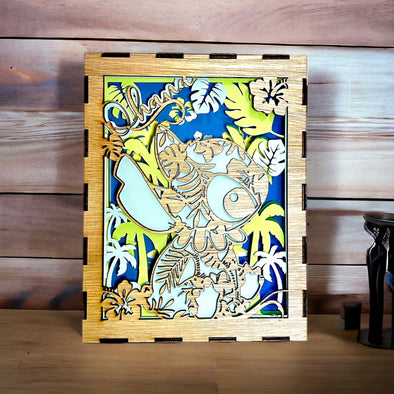 Veilleuse lightbox en bois à led - Disney - Lilo et Stitch [Personnalisable]