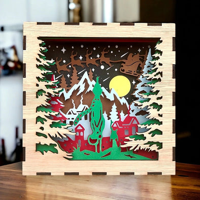 Veilleuse lightbox en bois à led - Le Grinch [Personnalisable]