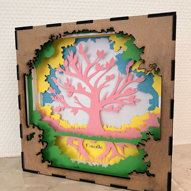 Veilleuse lightbox en bois à led - Arbre de vie [Personnalisable]